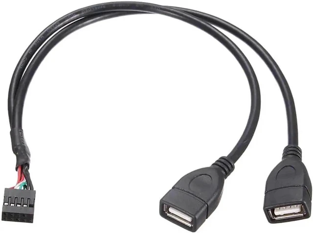 Alt view image 6 of 6 - 11.81 Inch Motherboard 9Pin USB2.0 Splitter Cable, Single 9Pin Header to Dual USB 2.0 Female Internal Extension Adapter Wire