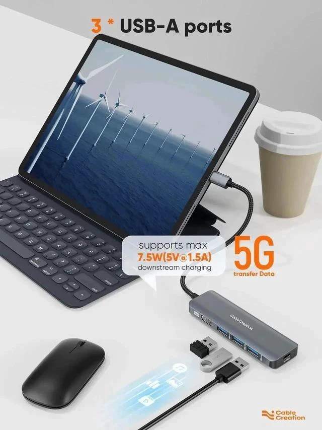 Alt view image 6 of 7 - 5-in-1 USB C Multiport Hub with 8K HDMI 2.1, 100W PD Charging & 3 USB3.0 Ports, 8K@30Hz / 4K@120Hz Video Output, Space Grey Type-C Dock Compatible with MacBook Pro, Steam Deck, Surface Pro, Dell XPS