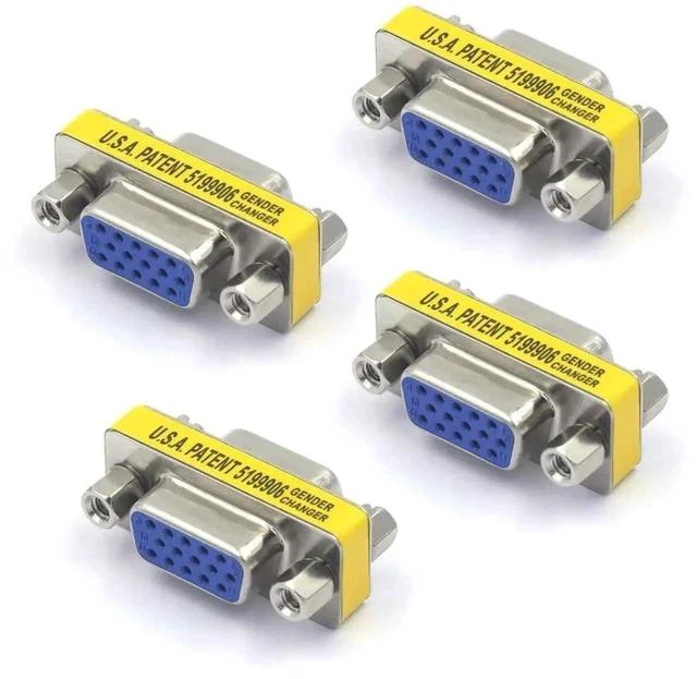 Main image of 4 Pack HD15 VGA Female to Female Coupler, SVGA Gender Changer Extender Adapter for VGA Cable Connection, Compatible with Monitors, PC, Laptops & Projectors