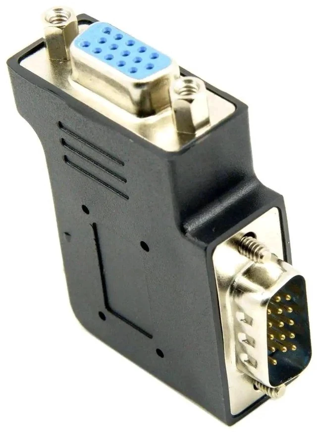Alt view image 3 of 6 - 90 Degree Right Angle VGA Gender Changer, HDB15 Pin SVGA D-Sub Male to Female VGA Adapter for Monitor Projector Graphics Card