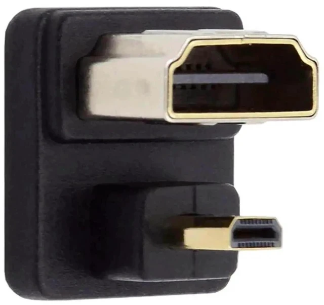 Alt view image 2 of 7 - 180 Degree Down Angled Micro HDMI Male to HDMI Female Adapter, Support 4K@60Hz Video Signal Extension Converter Connector