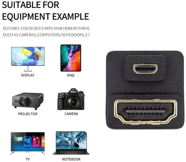 Alt view image 5 of 7 - 180 Degree Down Angled Micro HDMI Male to HDMI Female Adapter, Support 4K@60Hz Video Signal Extension Converter Connector