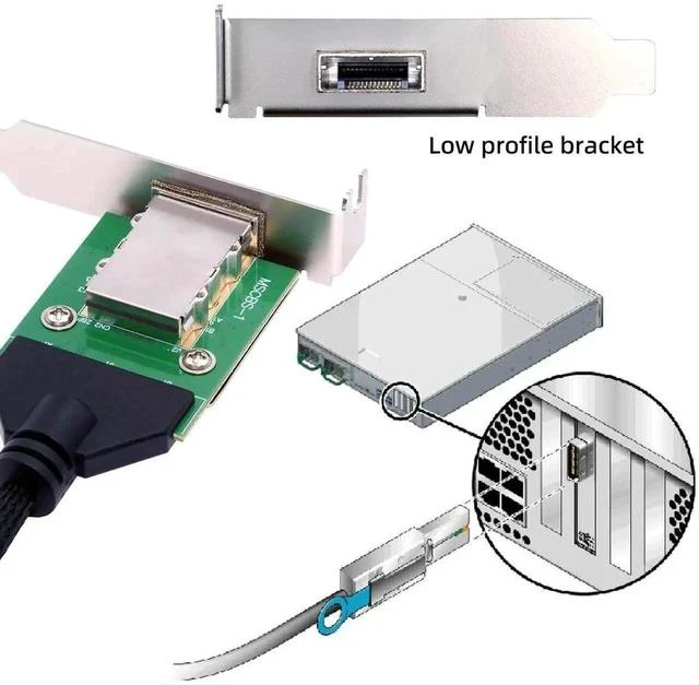 Alt view image 6 of 7 - SFF-8087 36Pin Internal Host to SFF-8088 26Pin External Mini SAS Cable with PCBA Board & Low Profile Bracket, SAS 2.0 6Gbps Storage Extension Cable for Servers, RAID and JBOD Systems