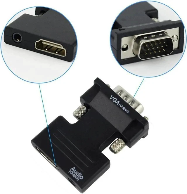 Alt view image 4 of 4 - Active 1080P HDMI Female to VGA Male Converter Adapter with 3.5mm Stereo Audio Jack, Portable HDMI to VGA Dongle Compatible with Laptop, PC, PS3, Xbox, STB, Blu-ray Player, DVD & TV Stick