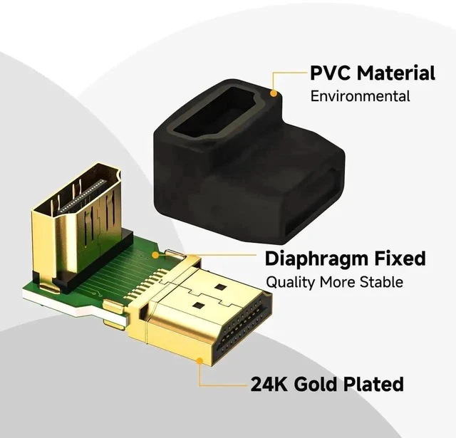Alt view image 2 of 6 - 2 Pack 90° & 270° Right Angle HDMI Adapter, HDMI Male to Female L-Shaped Extender Connector Support 4K Ultra HD & 3D Video for TV, Monitor, Game Console