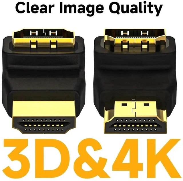 Alt view image 5 of 6 - 2 Pack 90° & 270° Right Angle HDMI Adapter, HDMI Male to Female L-Shaped Extender Connector Support 4K Ultra HD & 3D Video for TV, Monitor, Game Console