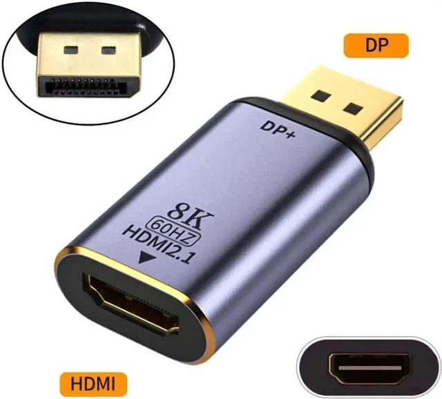Alt view image 2 of 3 - DP 1.4 to HDMI 2.0 Male Adapter, Supports 8K@60Hz UHD & 4K High Resolution for HDTV Monitor Display