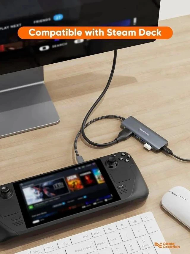 Alt view image 2 of 7 - 5-in-1 USB C Multiport Hub with 8K HDMI 2.1, 100W PD Charging & 3 USB3.0 Ports, 8K@30Hz / 4K@120Hz Video Output, Space Grey Type-C Dock Compatible with MacBook Pro, Steam Deck, Surface Pro, Dell XPS