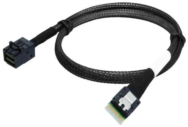 Alt view image 4 of 7 - 50cm Slimline SAS SFF-8654 38Pin Host to SFF-8643 HD Mini SAS Target Interconnect Cable, PCIe 4.0 Internal Server RAID Storage Cable