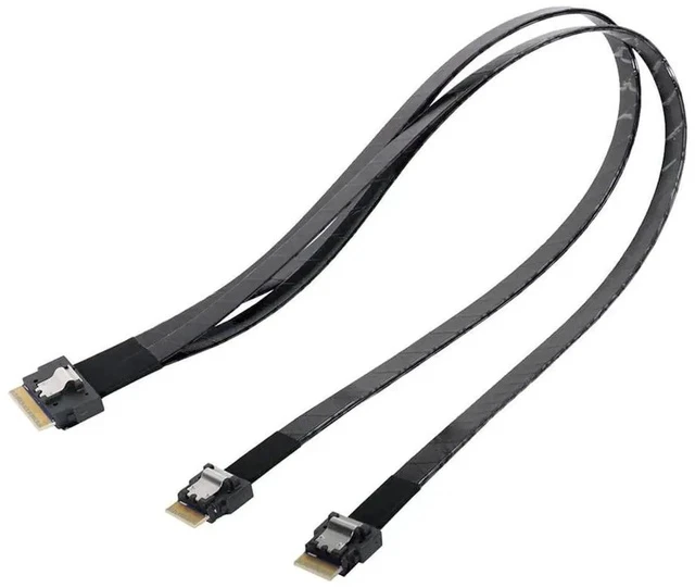 Alt view image 6 of 7 - 50cm PCIe 4.0 Ultraport Slimline SAS Fanout Cable, SFF-8654 8i 74Pin Host to Dual SFF-8654 4i 38Pin Target Server Storage Cable