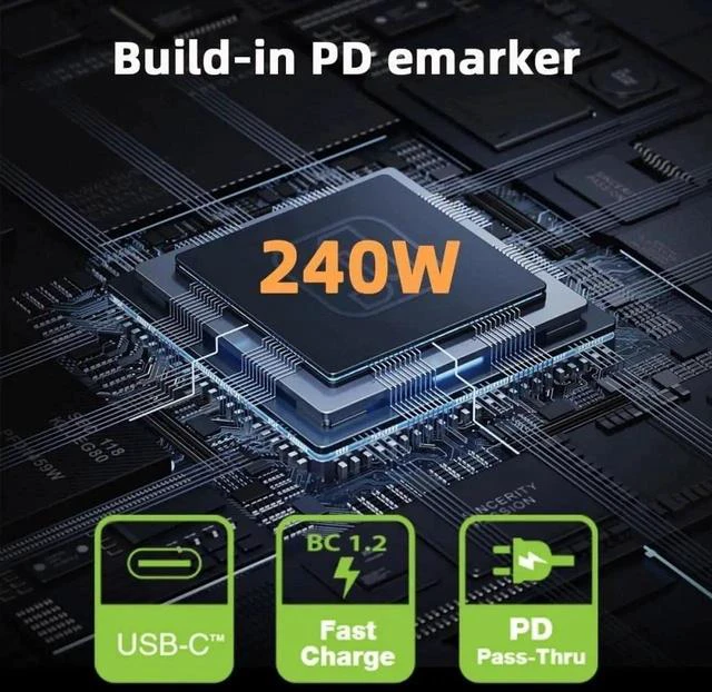 Alt view image 6 of 7 - 240W USB4 Male to Female Extension Adapter with Smart LED Display, USB4.0 40Gbps Type-C Voltage Current Power Tester Detector
