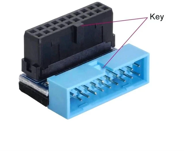 Alt view image 3 of 6 - 2-Pack 90° Up & Down Angled 19/20Pin USB3.0 Motherboard Header Extension Adapter, Internal USB 3.0 Male to Female Extender for DIY PC Chassis