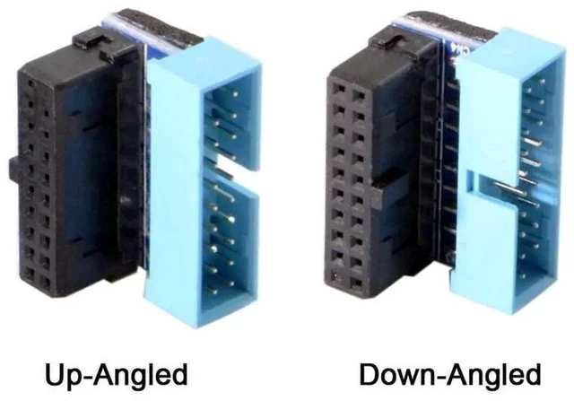Alt view image 4 of 6 - 2-Pack 90° Up & Down Angled 19/20Pin USB3.0 Motherboard Header Extension Adapter, Internal USB 3.0 Male to Female Extender for DIY PC Chassis