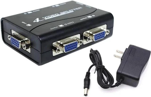 Alt view image 2 of 5 - 1 in 4 Out VGA Splitter Hub 4 Ports, 250MHz Bandwidth VGA Video Distributor Support Max 1920x1440@60Hz Resolution