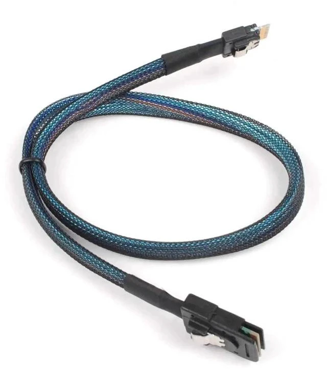 Alt view image 2 of 5 - 2 Pack 1.6FT Slimline SAS 4.0 Conversion Cable, SFF-8654 4i 38Pin Host to SFF-8087 Mini SAS 4i 36Pin Internal Server Storage Cable, Black