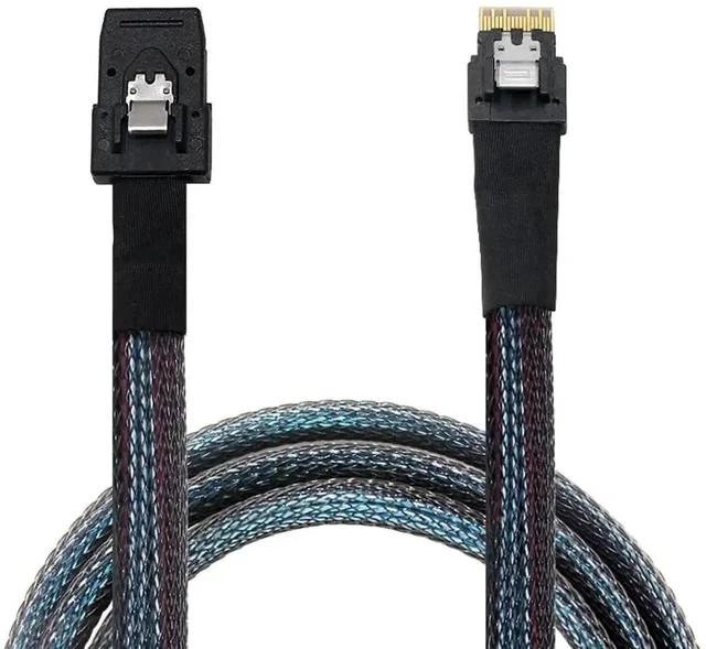 Main image of 2 Pack 1.6FT Slimline SAS 4.0 Conversion Cable, SFF-8654 4i 38Pin Host to SFF-8087 Mini SAS 4i 36Pin Internal Server Storage Cable, Black