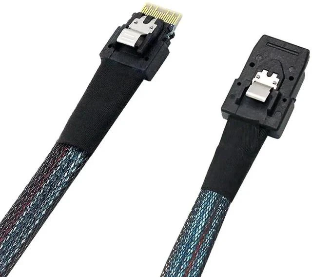 Alt view image 4 of 5 - 2 Pack 1.6FT Slimline SAS 4.0 Conversion Cable, SFF-8654 4i 38Pin Host to SFF-8087 Mini SAS 4i 36Pin Internal Server Storage Cable, Black