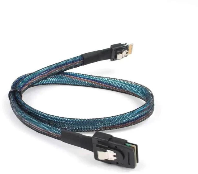 Alt view image 3 of 5 - 2 Pack 1.6FT Slimline SAS 4.0 Conversion Cable, SFF-8654 4i 38Pin Host to SFF-8087 Mini SAS 4i 36Pin Internal Server Storage Cable, Black
