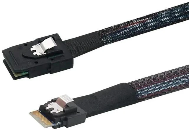 Alt view image 5 of 5 - 2 Pack 1.6FT Slimline SAS 4.0 Conversion Cable, SFF-8654 4i 38Pin Host to SFF-8087 Mini SAS 4i 36Pin Internal Server Storage Cable, Black