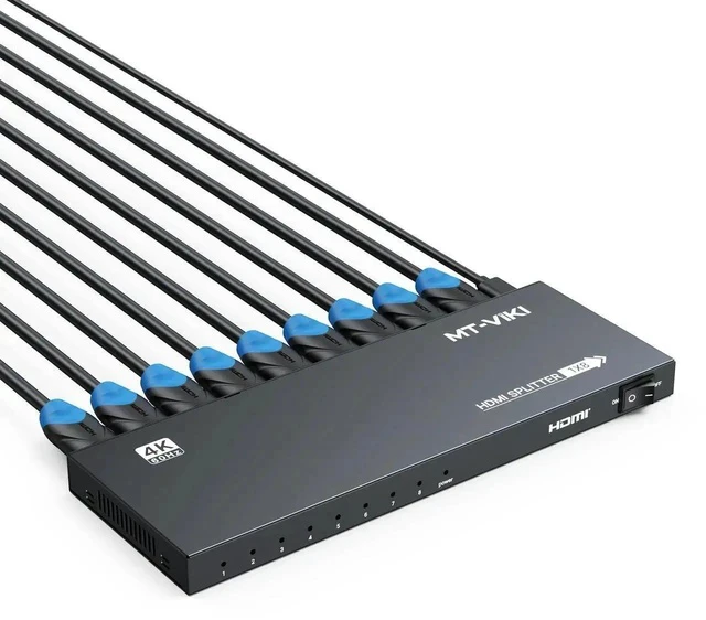 Alt view image 2 of 7 - MT-VIKI 1 in 8 Out HDMI 2.0b Splitter 4K@60Hz, 18Gbps Video Distributor Support RGB 4:4:4 HDCP2.2 for PS4, Fire Stick, HDTV, Monitor, Projector