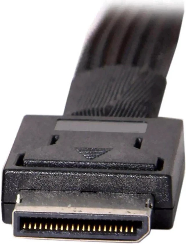 Alt view image 4 of 4 - 100CM PCIe 4.0 OCuLink SFF-8611 Male to U.2/U.3 SFF-8639 Female NVMe SSD Extension Cable with SATA 15Pin Power, High-Speed PCI-Express Storage Dongle for Motherboard NVMe Backplane, Limited Stock