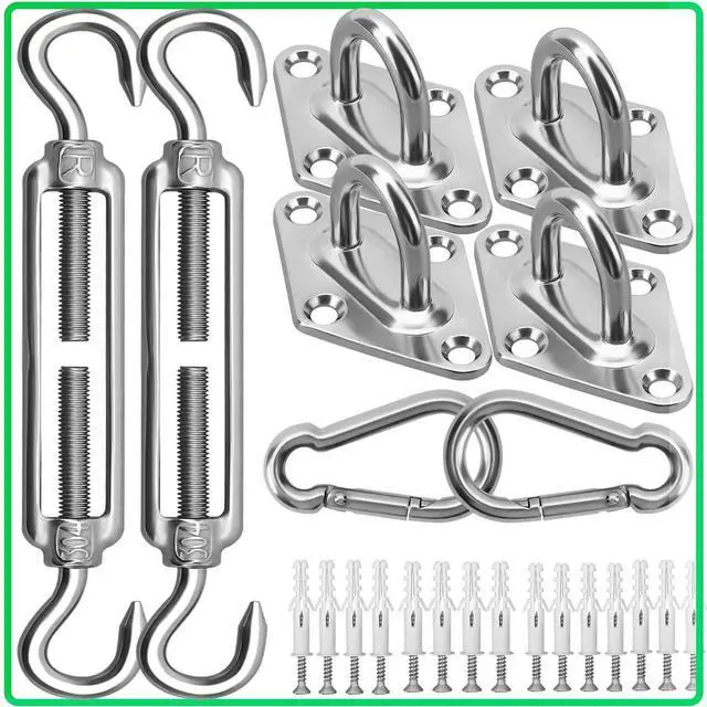 Main image of Sun Shade Sail Hardware Kit - 6 Inch 304 Stainless Steel Sunshades Canopy Installation Kit for Install Rectangle & Triangle Shade Sails Deck Garden Lawn Patio Outdoor Metal Sail Shade Hardware Kit