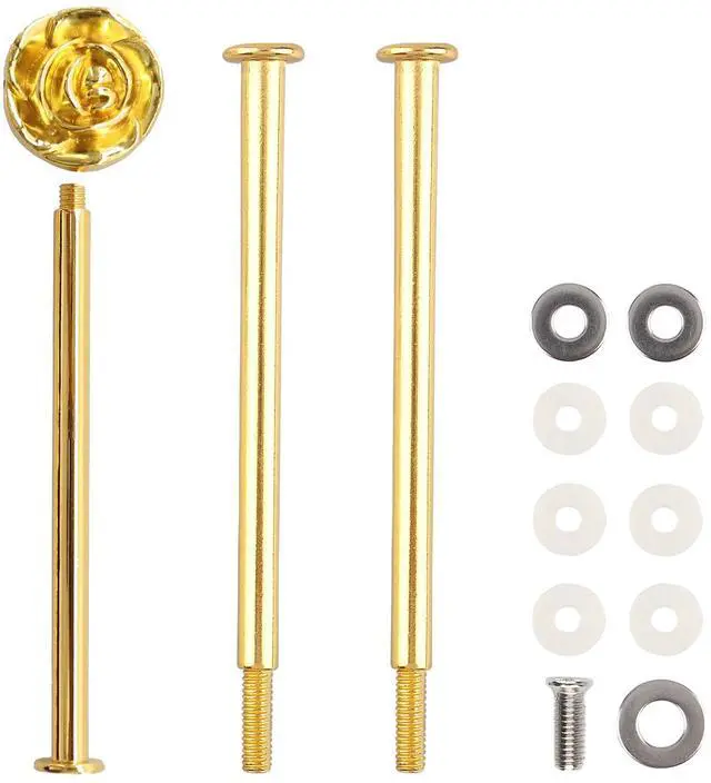 Main image of 3 Tier 14" Heavy Metal Cake Stand Holder Fruit Plate Stand Fitting Hardware Rod (Golden_Rose)