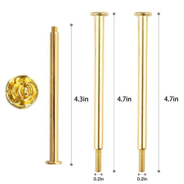 Alt view image 2 of 6 - 3 Tier 14" Heavy Metal Cake Stand Holder Fruit Plate Stand Fitting Hardware Rod (Golden_Rose)