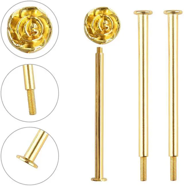 Alt view image 3 of 6 - 3 Tier 14" Heavy Metal Cake Stand Holder Fruit Plate Stand Fitting Hardware Rod (Golden_Rose)