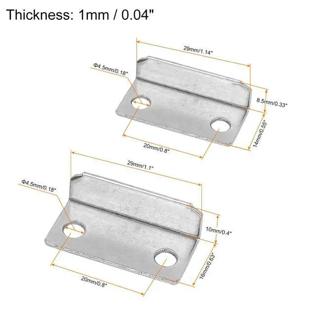 Alt view image 2 of 5 - 8pcs 40pcs L Shaped Lock Strike Plate 29x16x10mm 29x14x8.5mm | for Home Cabinet Cupboard Drawer Door