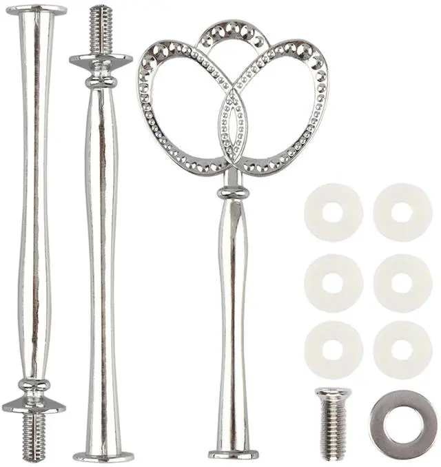 Main image of 3 Tier 14" Heavy Metal Cake Stand Holder Fruit Plate Stand Fitting Hardware Rod(Silver_New_Crown)