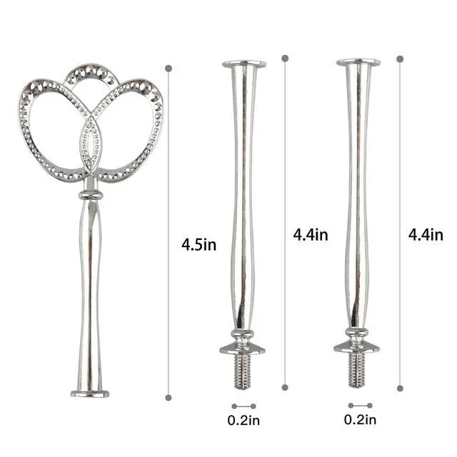 Alt view image 2 of 5 - 3 Tier 14" Heavy Metal Cake Stand Holder Fruit Plate Stand Fitting Hardware Rod(Silver_New_Crown)
