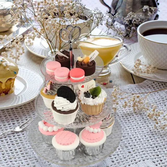 Alt view image 5 of 5 - 3 Tier 14" Heavy Metal Cake Stand Holder Fruit Plate Stand Fitting Hardware Rod(Silver_New_Crown)