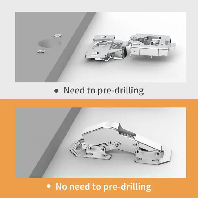 Alt view image 4 of 7 - 2 Pack 90 Degree Soft Close Surface Mount Spring Hinges, Easy Installation No Pre-drilled, Noiseless Frameless Hidden Concealed Kitchen Cabinet Hinge for Cupboard Folded Replacement Hardware