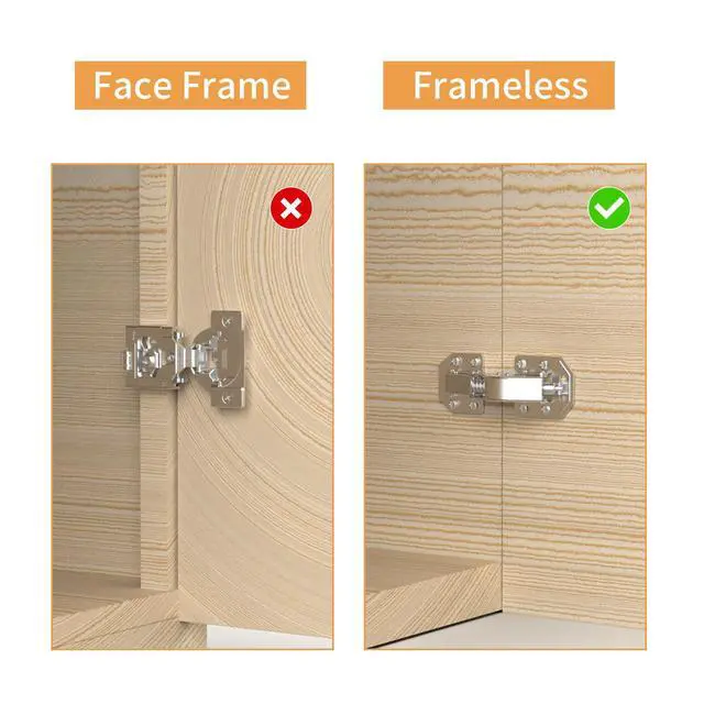 Alt view image 2 of 7 - 2 Pack 90 Degree Soft Close Surface Mount Spring Hinges, Easy Installation No Pre-drilled, Noiseless Frameless Hidden Concealed Kitchen Cabinet Hinge for Cupboard Folded Replacement Hardware