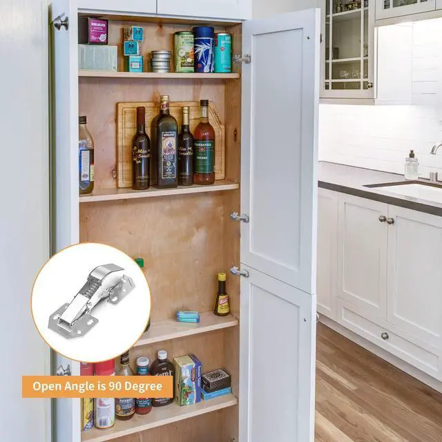 Alt view image 3 of 7 - 2 Pack 90 Degree Soft Close Surface Mount Spring Hinges, Easy Installation No Pre-drilled, Noiseless Frameless Hidden Concealed Kitchen Cabinet Hinge for Cupboard Folded Replacement Hardware