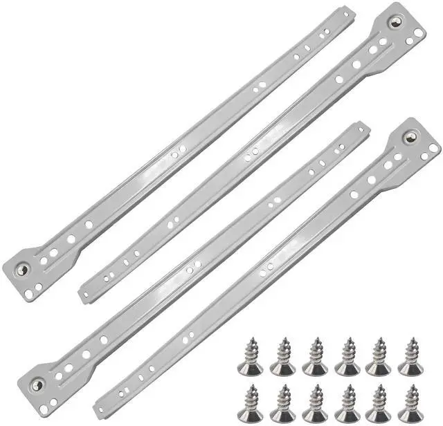 Main image of 16 Inch Bottom Mount Drawer Slides Kit with Screws, White Pair | Smooth Glide Drawer Rails for Cabinets Furniture or Closet Easy Install Metal Track Hardware for Side Bottom Mounted Drawers