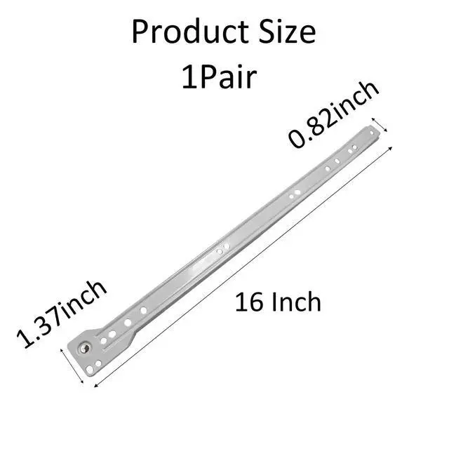 Alt view image 2 of 7 - 16 Inch Bottom Mount Drawer Slides Kit with Screws, White Pair | Smooth Glide Drawer Rails for Cabinets Furniture or Closet Easy Install Metal Track Hardware for Side Bottom Mounted Drawers