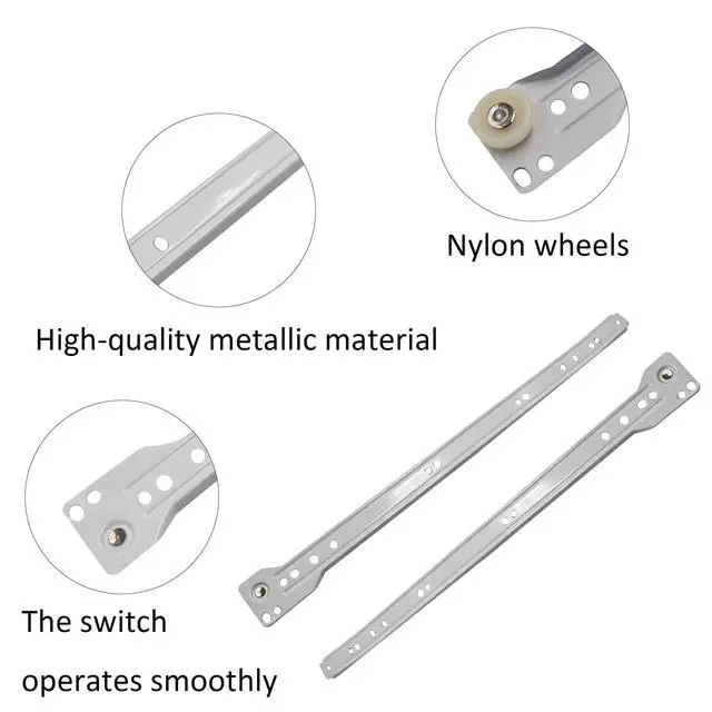 Alt view image 5 of 7 - 16 Inch Bottom Mount Drawer Slides Kit with Screws, White Pair | Smooth Glide Drawer Rails for Cabinets Furniture or Closet Easy Install Metal Track Hardware for Side Bottom Mounted Drawers