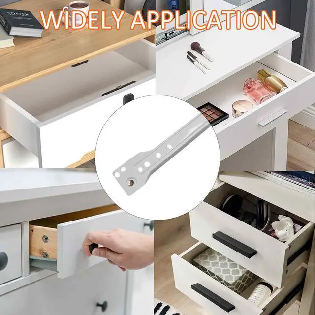 Alt view image 7 of 7 - 16 Inch Bottom Mount Drawer Slides Kit with Screws, White Pair | Smooth Glide Drawer Rails for Cabinets Furniture or Closet Easy Install Metal Track Hardware for Side Bottom Mounted Drawers