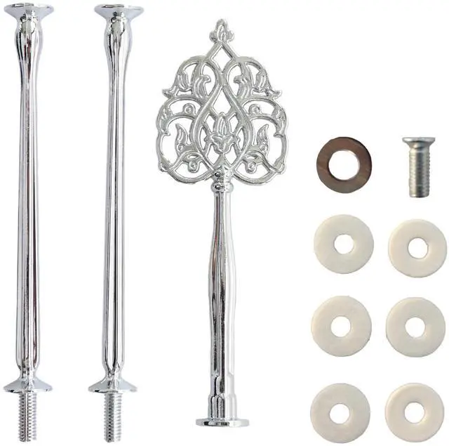 Main image of 3 Tier 14" Heavy Metal Cake Stand Holder Fruit Plate Stand Fitting Hardware Rod with Stylus (Silver Scepter)