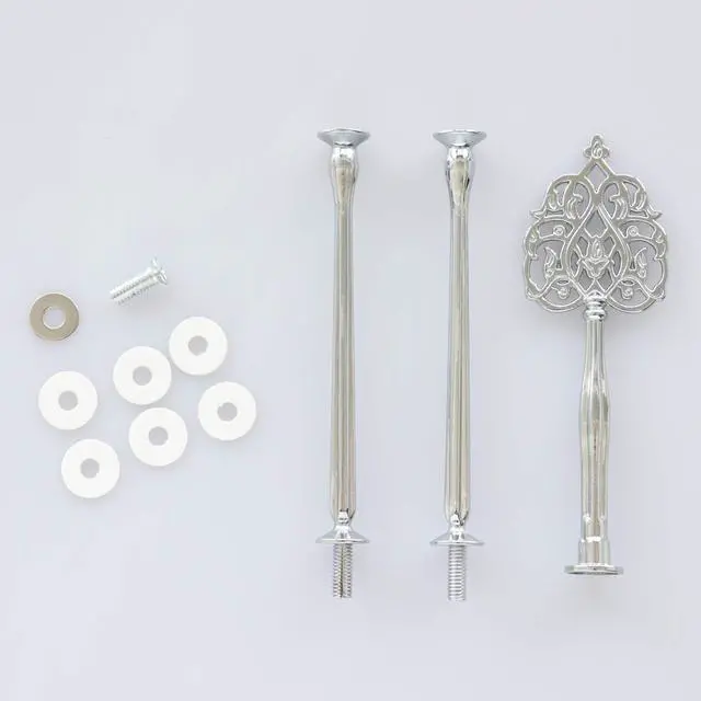 Alt view image 5 of 6 - 3 Tier 14" Heavy Metal Cake Stand Holder Fruit Plate Stand Fitting Hardware Rod with Stylus (Silver Scepter)