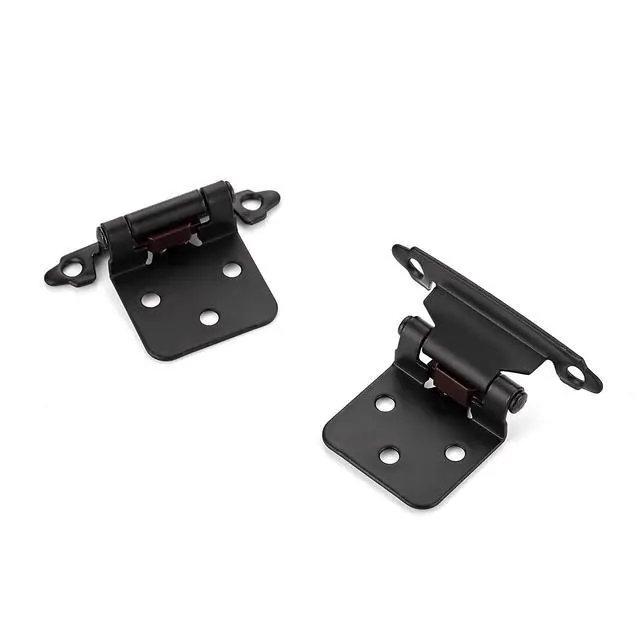 Alt view image 7 of 7 - Matte Black Cabinet Hinges, 1/2 Inch Overlay, 2 Pack (1 Pairs) | Self-Closing Design, Semi-Concealed Face Mount, Door Bumpers Included, For Kitchen And Cupboard Door Hardware Updates