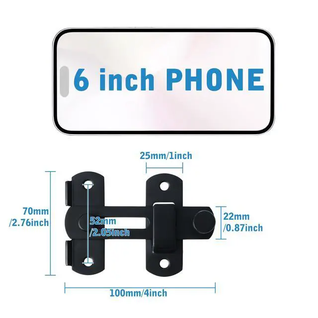 Alt view image 3 of 7 - 4 inch Black SUS304 Stainless Steel Gate Latches for Barn Door | Heavy Duty Gate Hardware ,Security Flip Latch,Anti-theft Latch,Safety Door Lock for Barn Wood Fence Sliding French Door