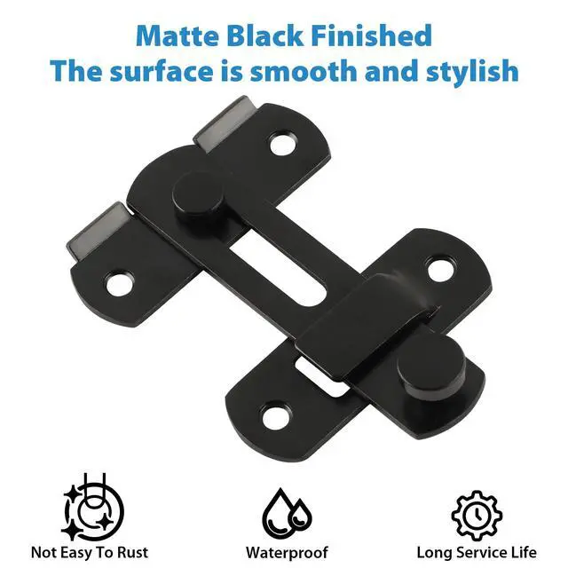 Alt view image 6 of 7 - 4 inch Black SUS304 Stainless Steel Gate Latches for Barn Door | Heavy Duty Gate Hardware ,Security Flip Latch,Anti-theft Latch,Safety Door Lock for Barn Wood Fence Sliding French Door