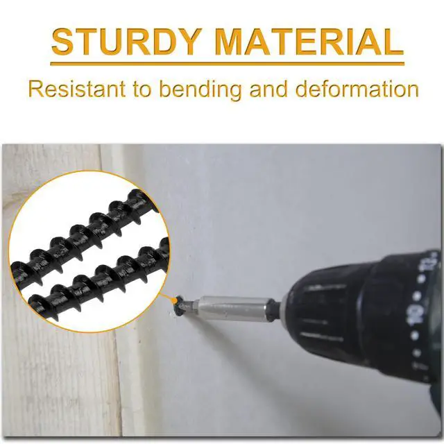 Alt view image 5 of 7 - Drywall Screws Assortment Kit, #6 Black Wood Screws for Sheetrock,165pcs Picture Hanging Kit for Frame Painting Art Photo, Phillips Coarse Dry Wall Screw 4 Sizes 1",1-1/4",1-5/8",2"