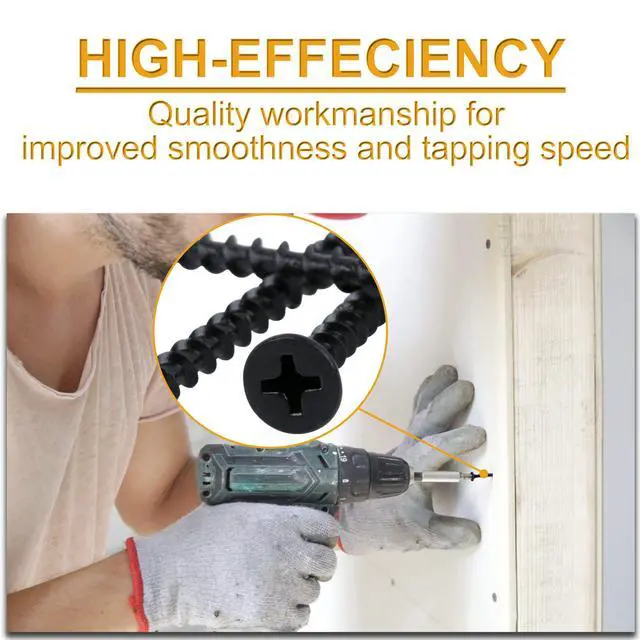 Alt view image 6 of 7 - Drywall Screws Assortment Kit, #6 Black Wood Screws for Sheetrock,165pcs Picture Hanging Kit for Frame Painting Art Photo, Phillips Coarse Dry Wall Screw 4 Sizes 1",1-1/4",1-5/8",2"