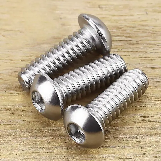 Alt view image 2 of 7 - 1/4-20 x 3/4" Button Head Socket Cap Bolts Screws, 304 Stainless Steel 18-8, Allen Hex Drive, Bright Finish, Fully Machine Thread, Pack of 25