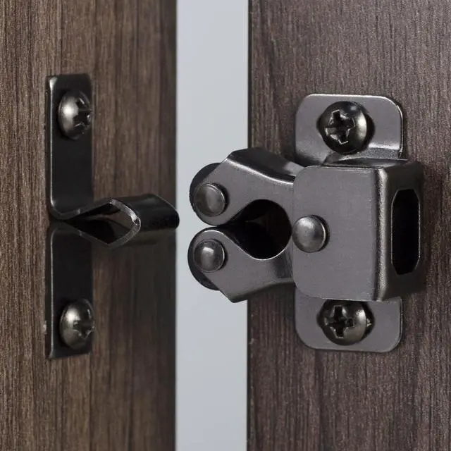 Main image of Cabinet Latch Double Roller Catch, Black Nickel, 4 PCS | Hardware for Cupboard Closet Kitchen, Cabinet Door Latches and Catches