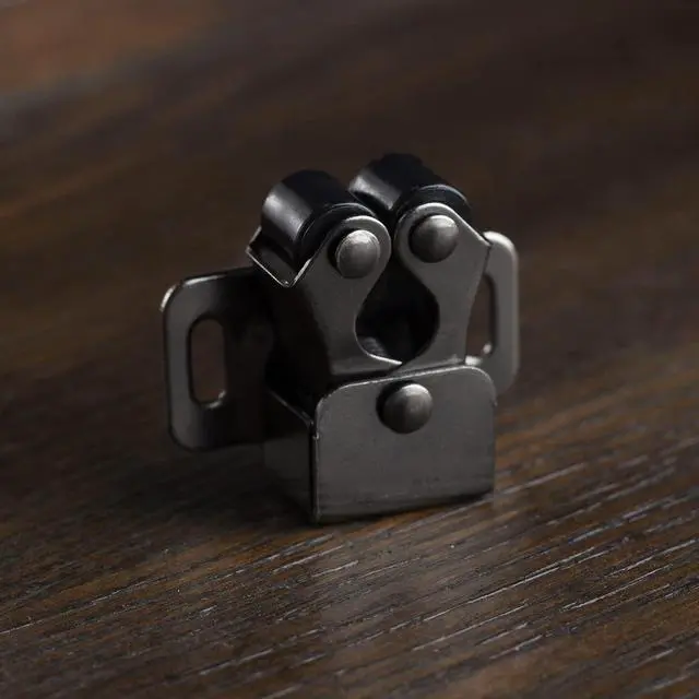Alt view image 6 of 6 - Cabinet Latch Double Roller Catch, Black Nickel, 4 PCS | Hardware for Cupboard Closet Kitchen, Cabinet Door Latches and Catches